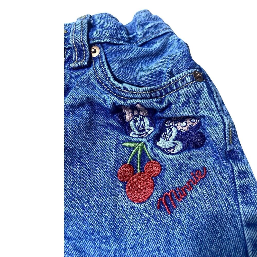 Y2K Minnie Mouse Embroidered Denim Shorts Girls Size 6 Old Navy Summer Blue - Picture 3 of 10